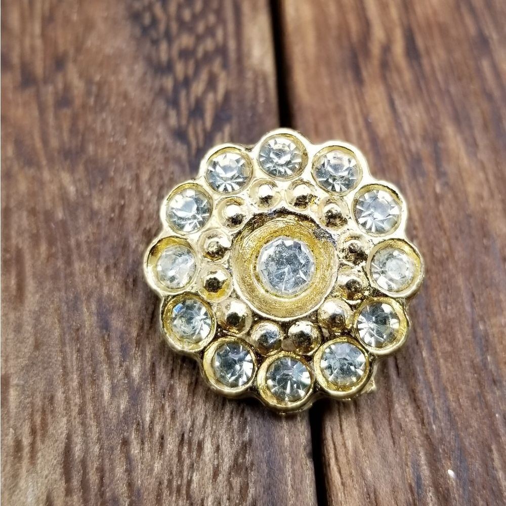 Blooming daisy crystal button vintage P215